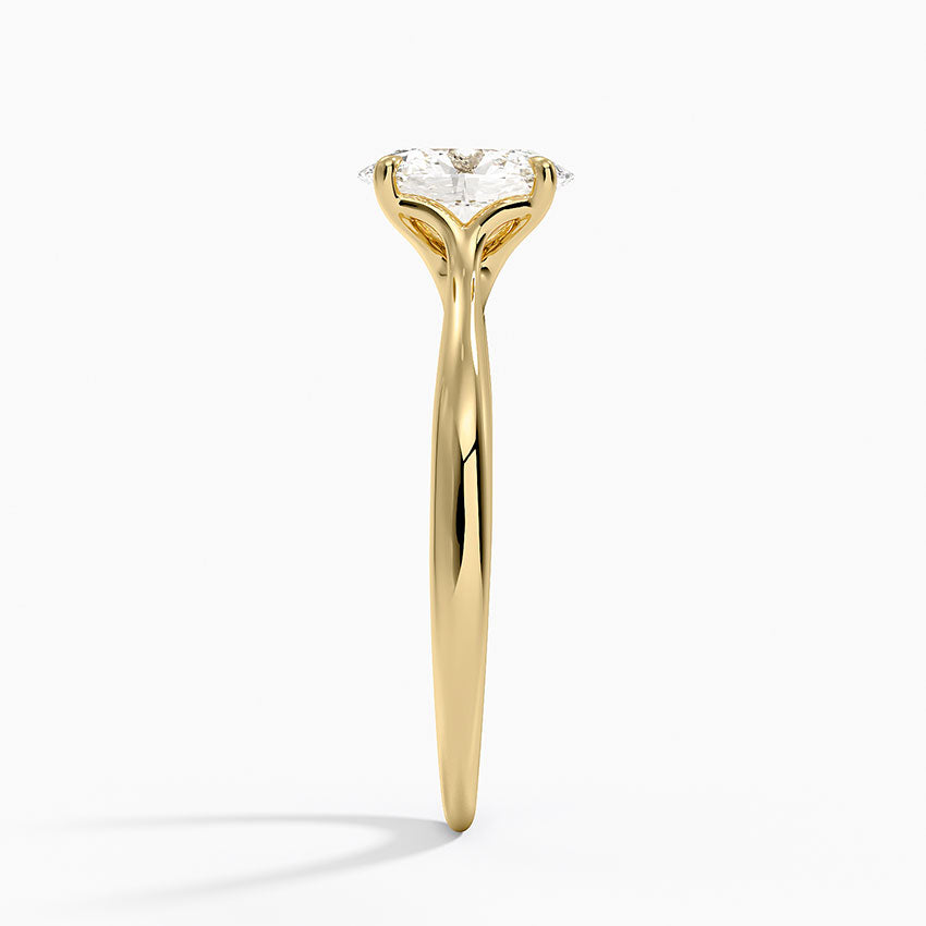 Freesia Cathedral Solitaire Ring Yellow Gold 18k Oval Engagement Ring
