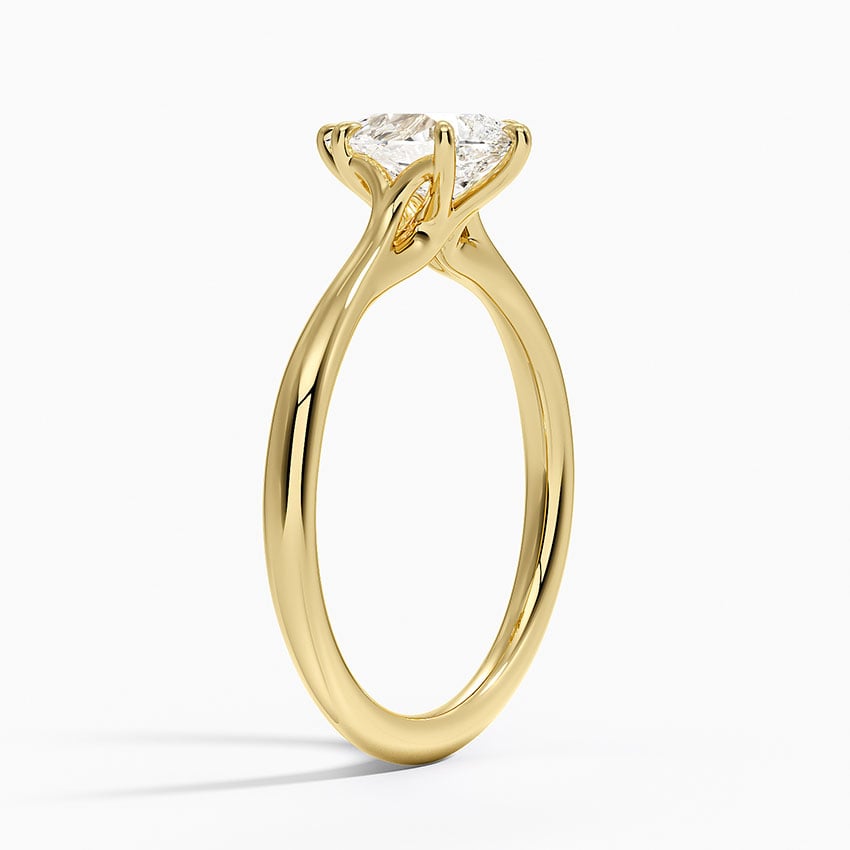 Freesia Cathedral Solitaire Ring Yellow Gold 18k Pear Engagement Ring