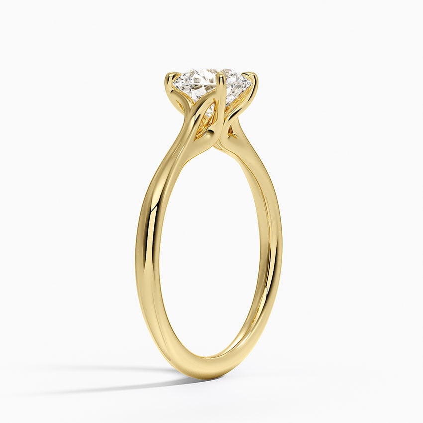 Freesia Cathedral Solitaire Ring Yellow Gold 18k Round Engagement Ring
