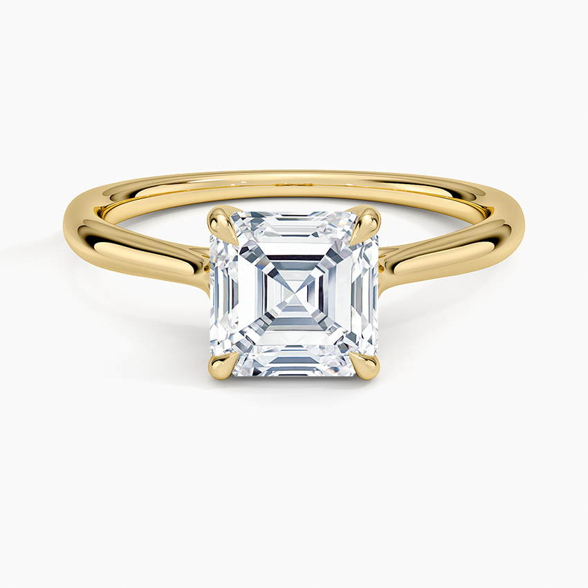 Freesia Cathedral Solitaire Ring Yellow Gold 18k Asscher Engagement Ring