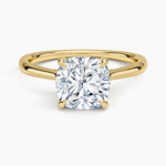 Freesia Cathedral Solitaire Ring Yellow Gold 18k Cushion Engagement Ring