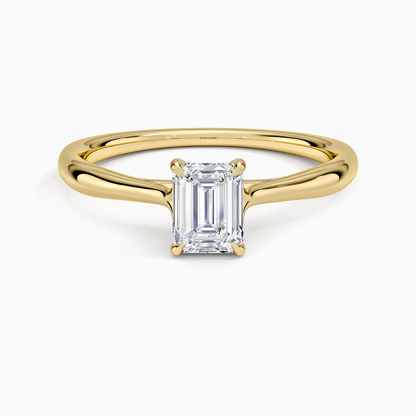 Freesia Cathedral Solitaire Ring Yellow Gold 18k Emerald Engagement Ring