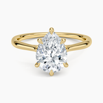 Freesia Cathedral Solitaire Ring Yellow Gold 18k Pear Engagement Ring