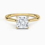 Freesia Cathedral Solitaire Ring Yellow Gold 18k Princess Engagement Ring