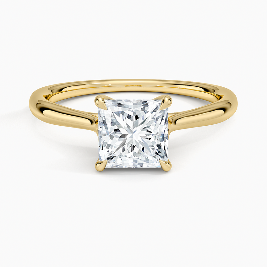 Freesia Cathedral Solitaire Ring Yellow Gold 18k Princess Engagement Ring