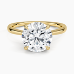 Freesia Cathedral Solitaire Ring Yellow Gold 18k Round Engagement Ring