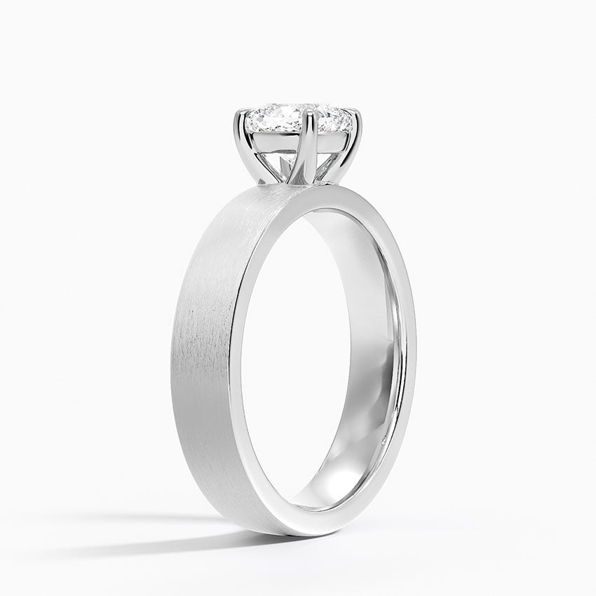 Peyton 4mm Satin Finish Solitaire Ring Platinum Cushion Engagement Ring