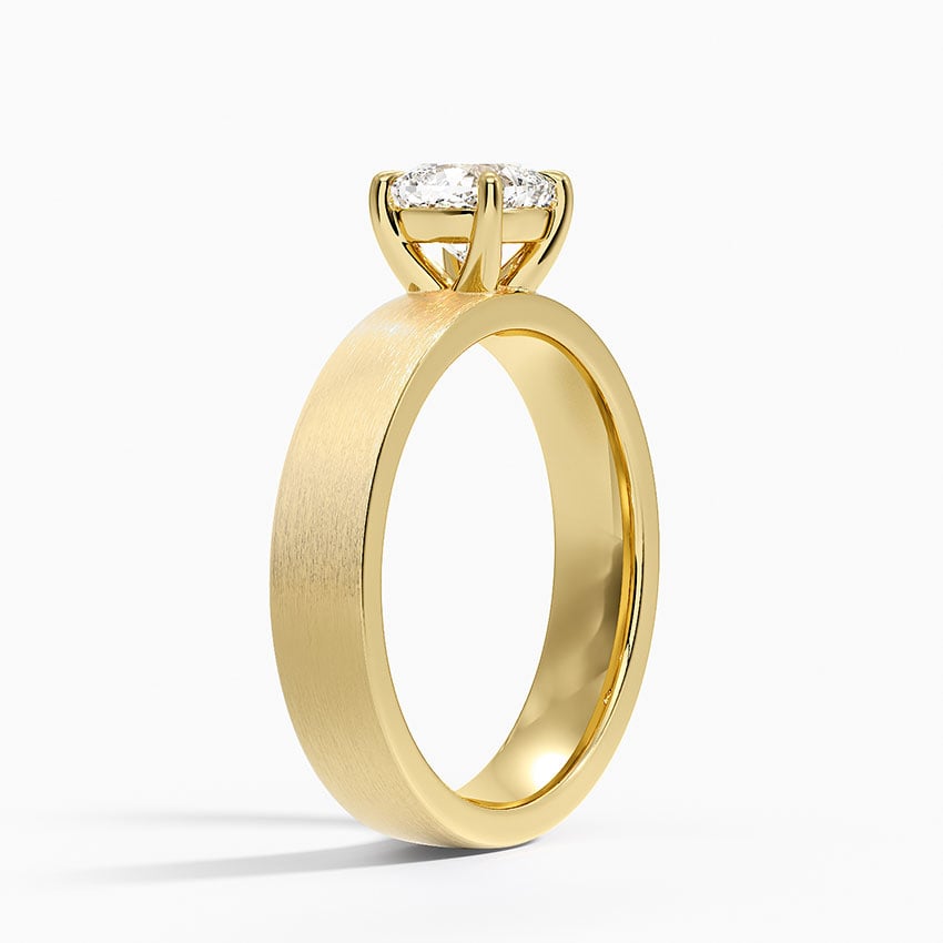 Peyton 4mm Satin Finish Solitaire Ring Yellow Gold 18k Cushion Engagement Ring