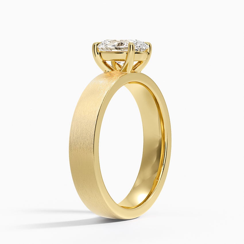 Peyton 4mm Satin Finish Solitaire Ring Yellow Gold 18k Oval Engagement Ring