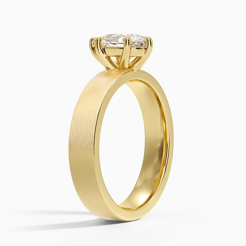Peyton 4mm Satin Finish Solitaire Ring Yellow Gold 18k Pear Engagement Ring