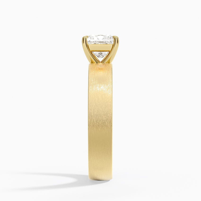 Peyton 4mm Satin Finish Solitaire Ring Yellow Gold 18k Princess Engagement Ring
