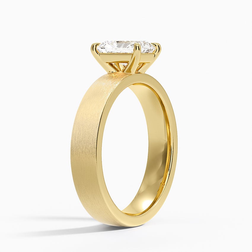 Peyton 4mm Satin Finish Solitaire Ring Yellow Gold 18k Radiant Engagement Ring