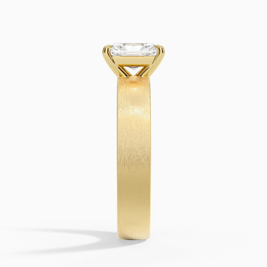 Peyton 4mm Satin Finish Solitaire Ring Yellow Gold 18k Radiant Engagement Ring