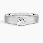 Peyton 4mm Satin Finish Solitaire Ring Platinum Asscher Engagement Ring