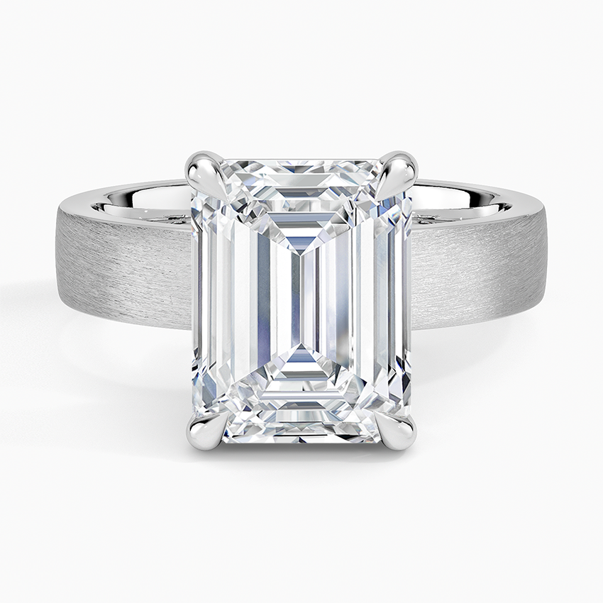 Peyton 4mm Satin Finish Solitaire Ring Platinum Emerald Engagement Ring