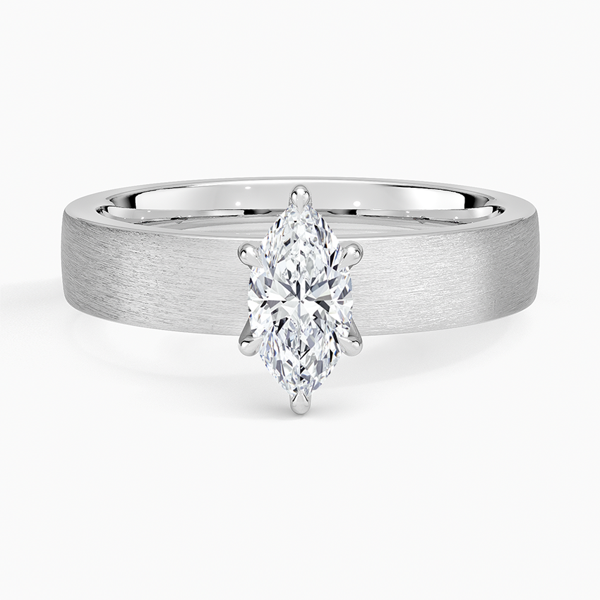 Peyton 4mm Satin Finish Solitaire Ring Platinum Marquise Engagement Ring