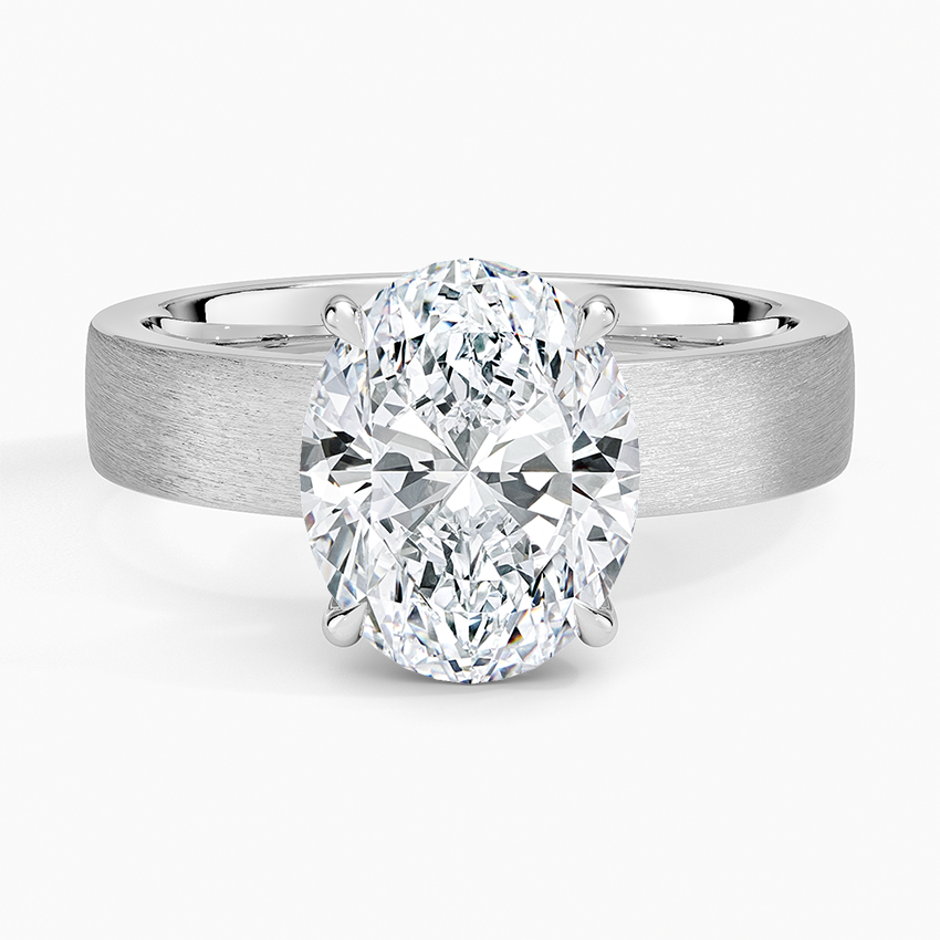 Peyton 4mm Satin Finish Solitaire Ring Platinum Oval Engagement Ring