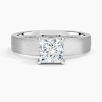 Peyton 4mm Satin Finish Solitaire Ring Platinum Princess Engagement Ring