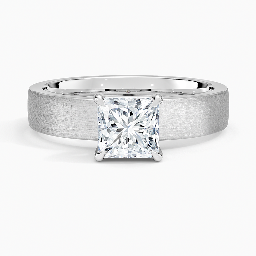 Peyton 4mm Satin Finish Solitaire Ring Platinum Princess Engagement Ring