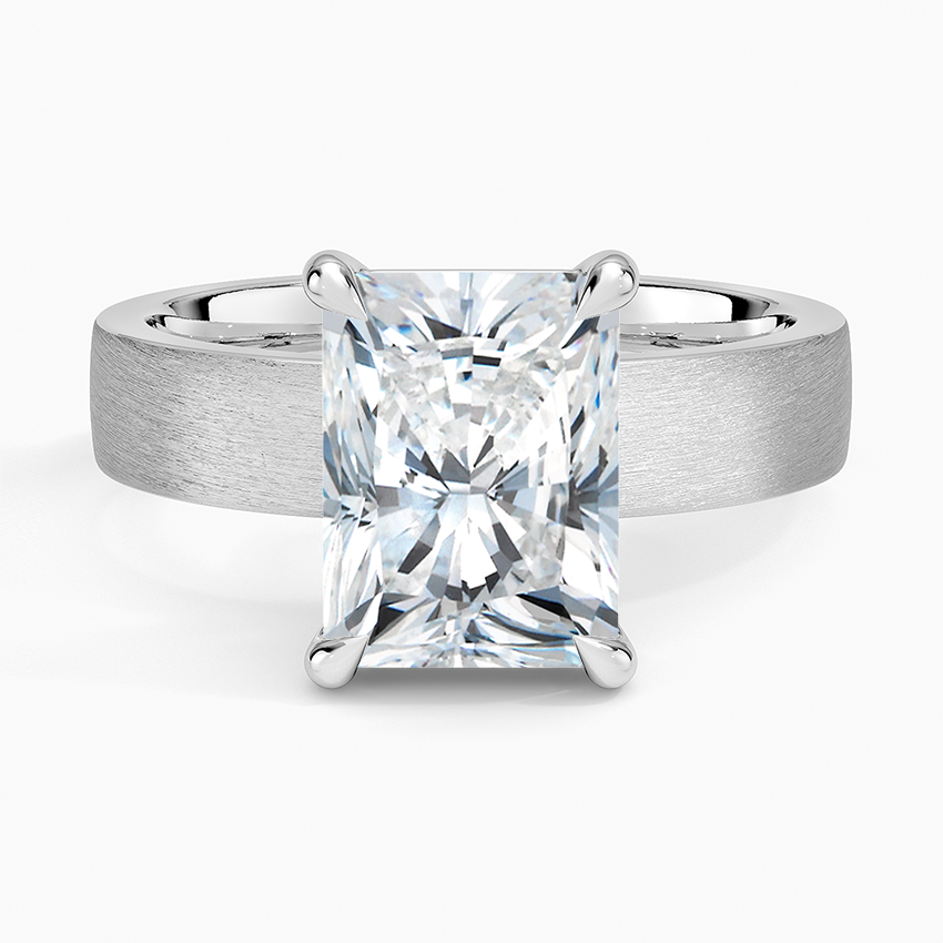 Peyton 4mm Satin Finish Solitaire Ring Platinum Radiant Engagement Ring