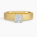 Peyton 4mm Satin Finish Solitaire Ring Yellow Gold 18k Cushion Engagement Ring