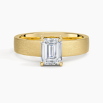 Peyton 4mm Satin Finish Solitaire Ring Yellow Gold 18k Emerald Engagement Ring