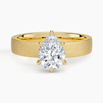 Peyton 4mm Satin Finish Solitaire Ring Yellow Gold 18k Pear Engagement Ring