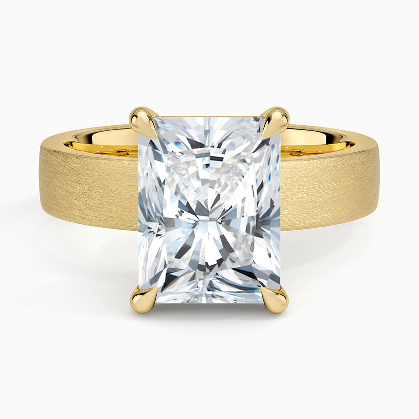Peyton 4mm Satin Finish Solitaire Ring Yellow Gold 18k Radiant Engagement Ring