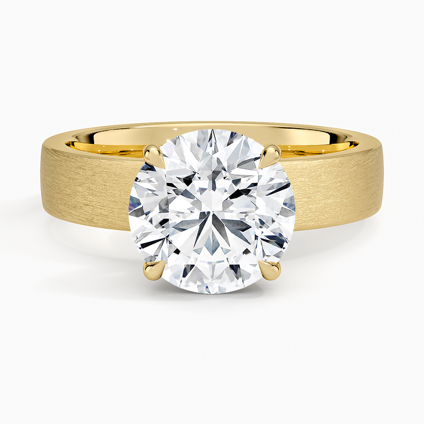 Peyton 4mm Satin Finish Solitaire Ring Yellow Gold 18k Round Engagement Ring