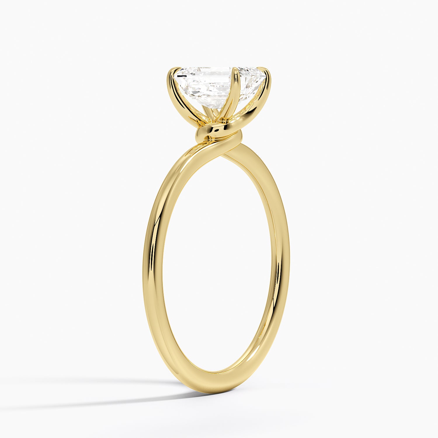 Entwined Solitaire Ring Yellow Gold 18k Emerald Engagement Ring