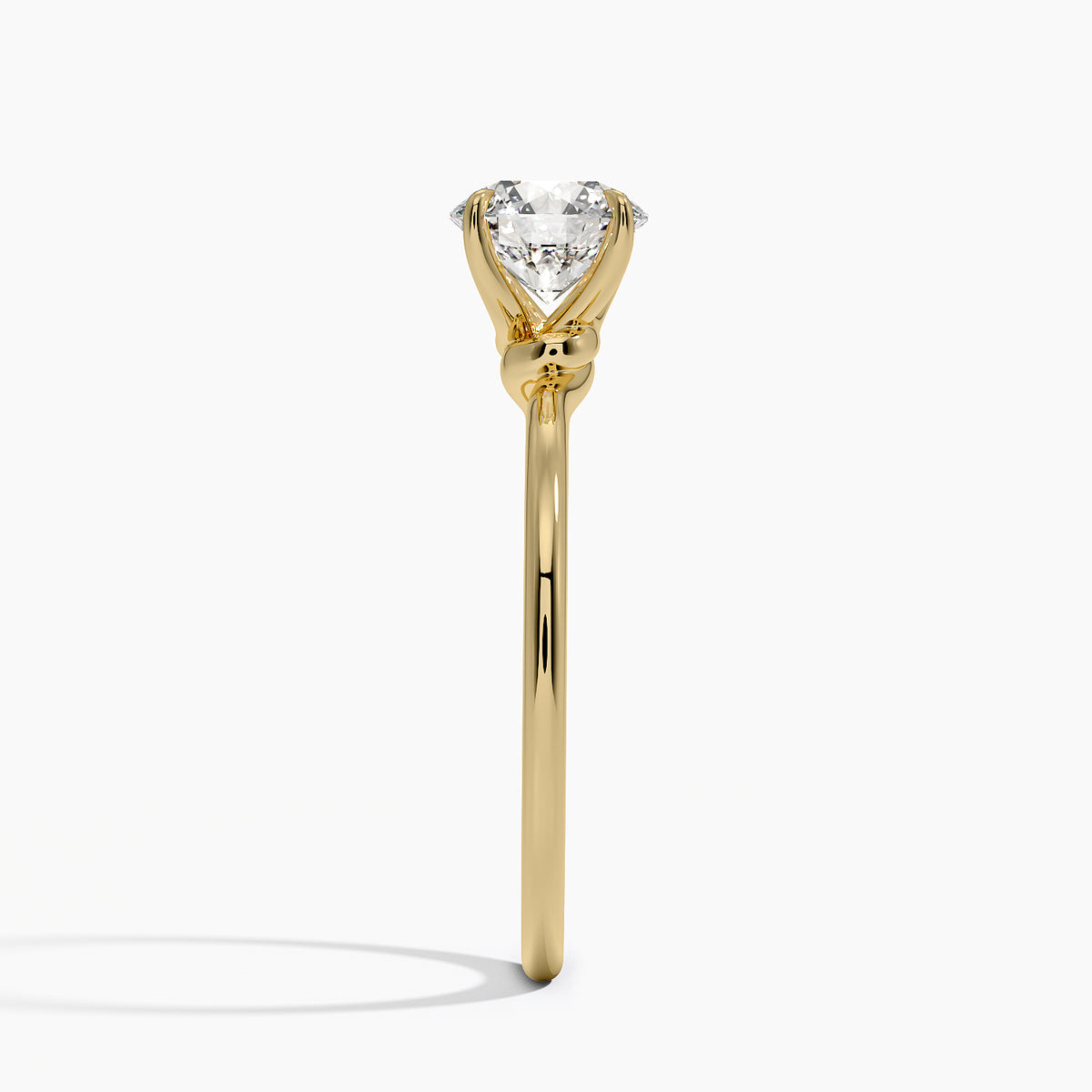 Entwined Solitaire Ring Yellow Gold 18k Round Engagement Ring