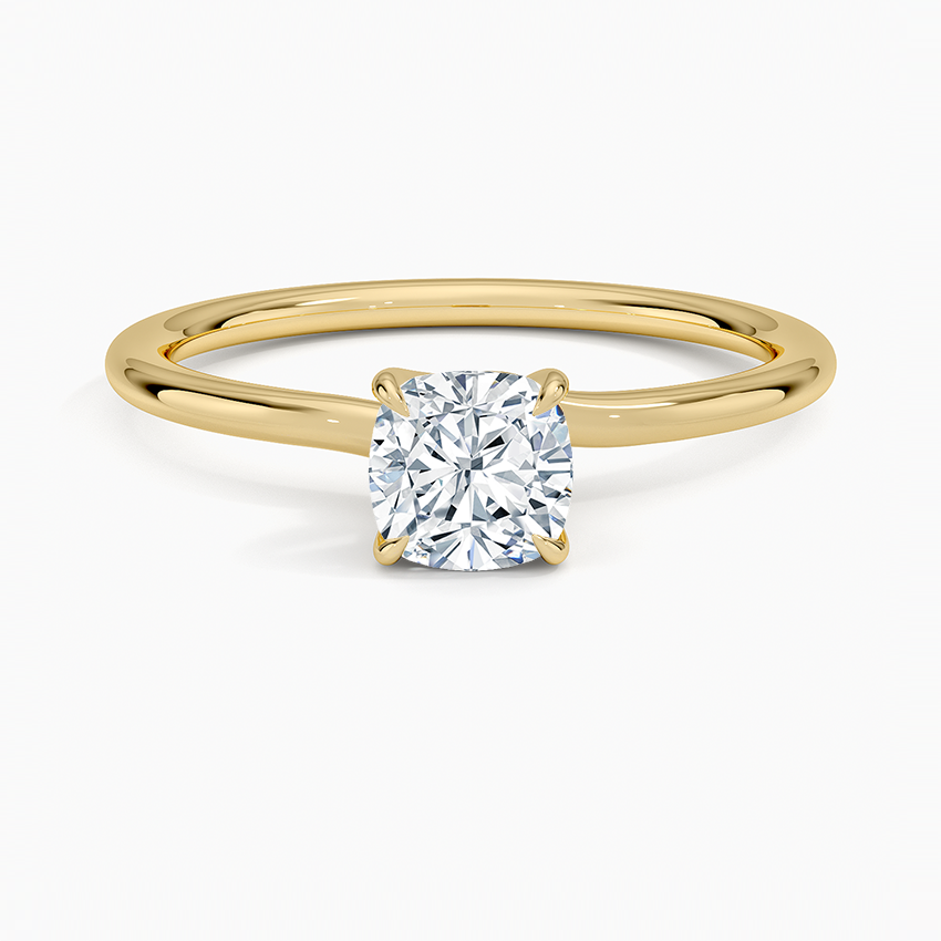 Entwined Solitaire Ring Yellow Gold 18k Cushion Engagement Ring