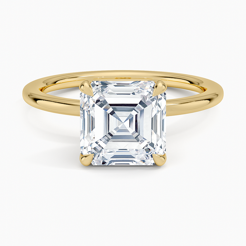 1.5mm Petite Elodie Perfect Fit Solitaire Ring Yellow Gold 18k Asscher Engagement Ring