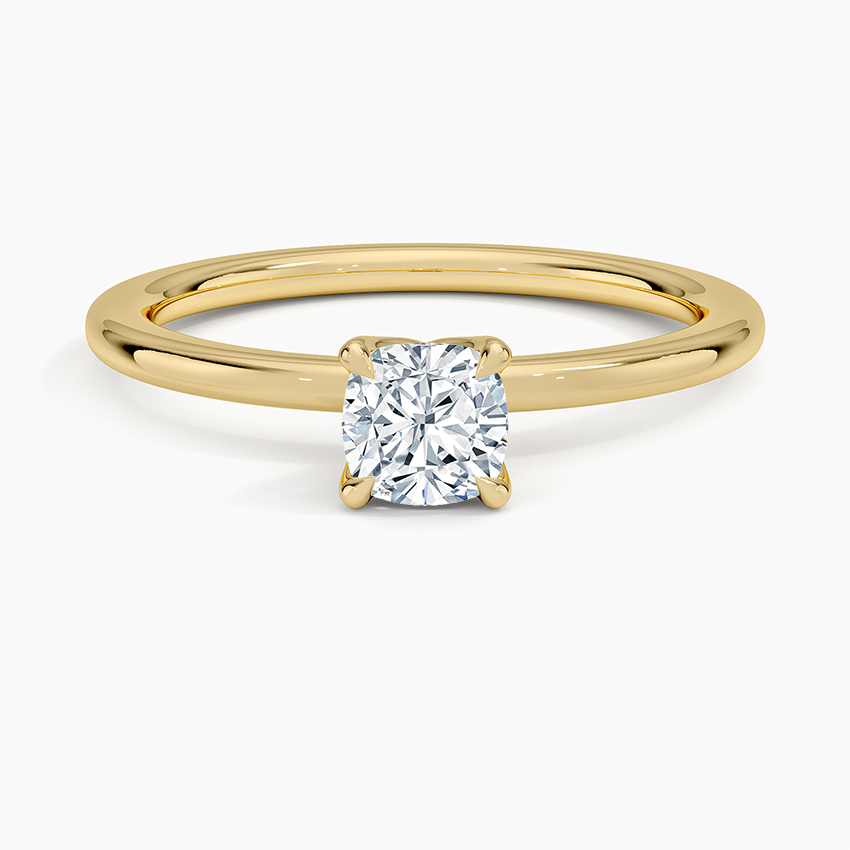 1.5mm Petite Elodie Perfect Fit Solitaire Ring Yellow Gold 18k Cushion Engagement Ring