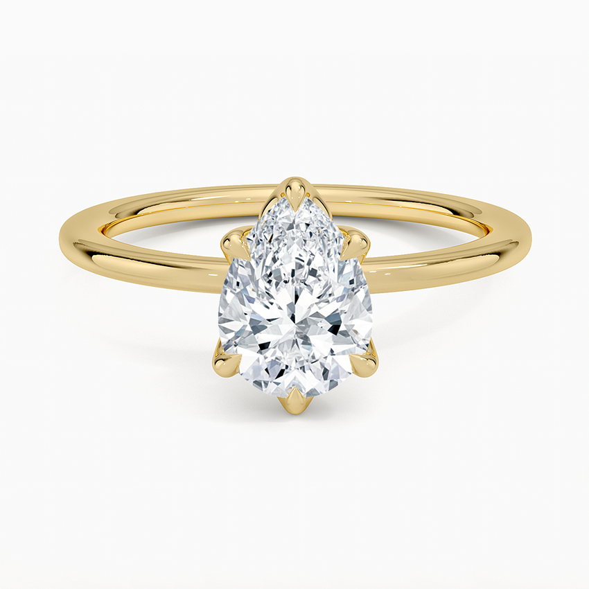 1.5mm Petite Elodie Perfect Fit Solitaire Ring Yellow Gold 18k Pear Engagement Ring