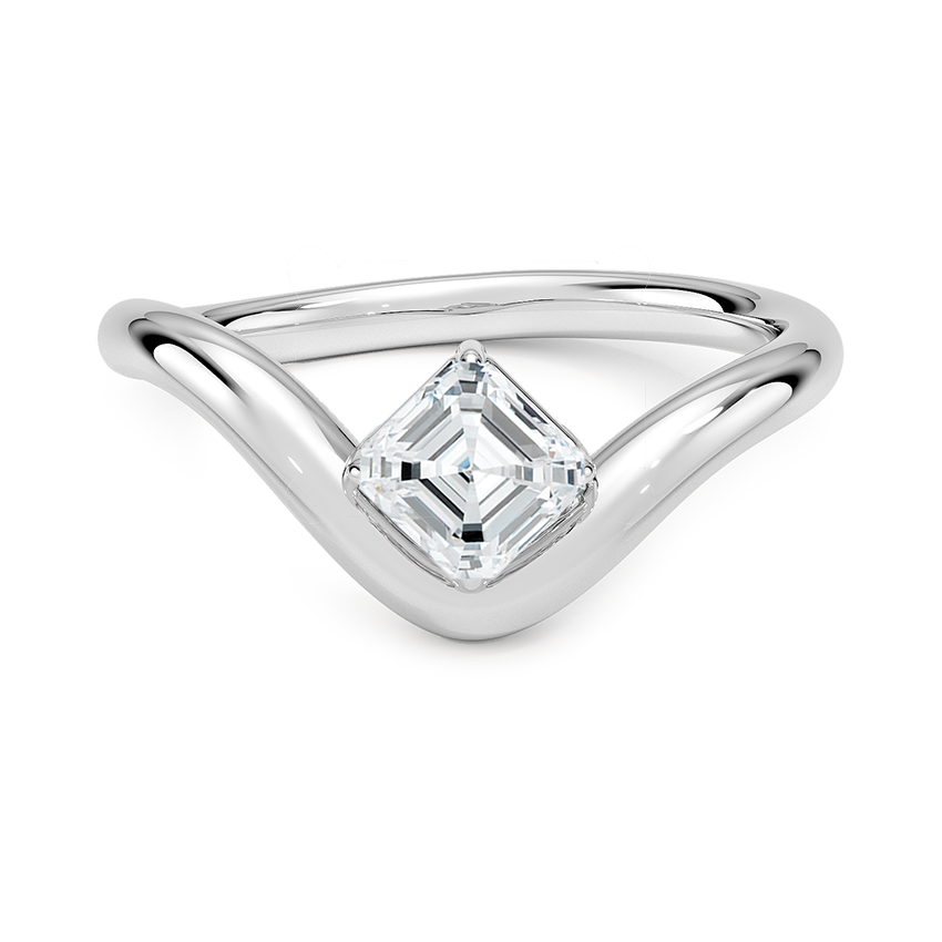 Silhouette Solitaire Engagement Ring 18K White Gold AS