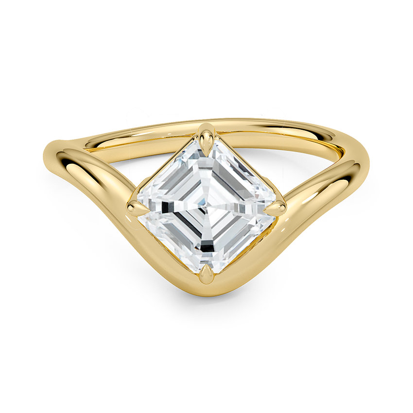 Silhouette Solitaire Engagement Ring 18K Yellow Gold AS