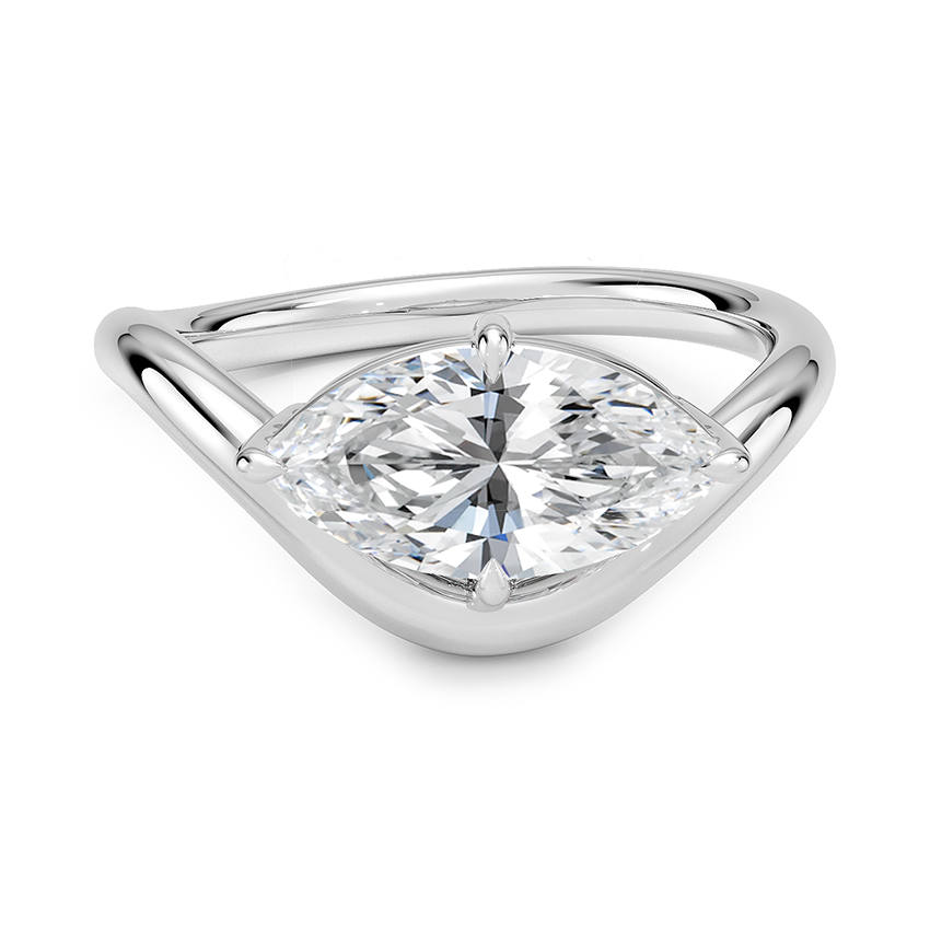 Silhouette Solitaire Engagement Ring 18K White Gold MQ