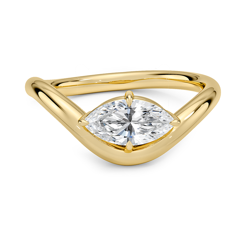 Silhouette Solitaire Engagement Ring 18K Yellow Gold MQ