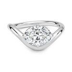Silhouette Solitaire Engagement Ring 18K White Gold OV