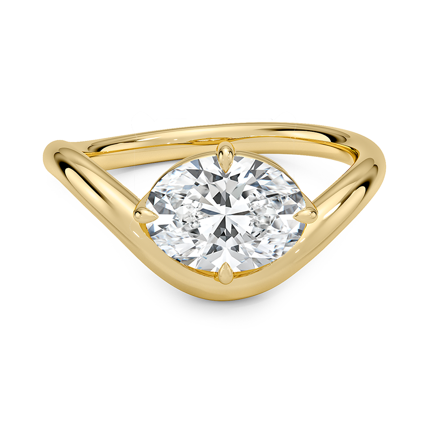 Silhouette Solitaire Engagement Ring 18K Yellow Gold OV
