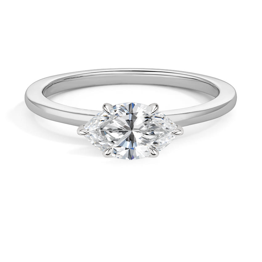 Morgan East-West Solitaire Engagement Ring 18K White Gold MQ