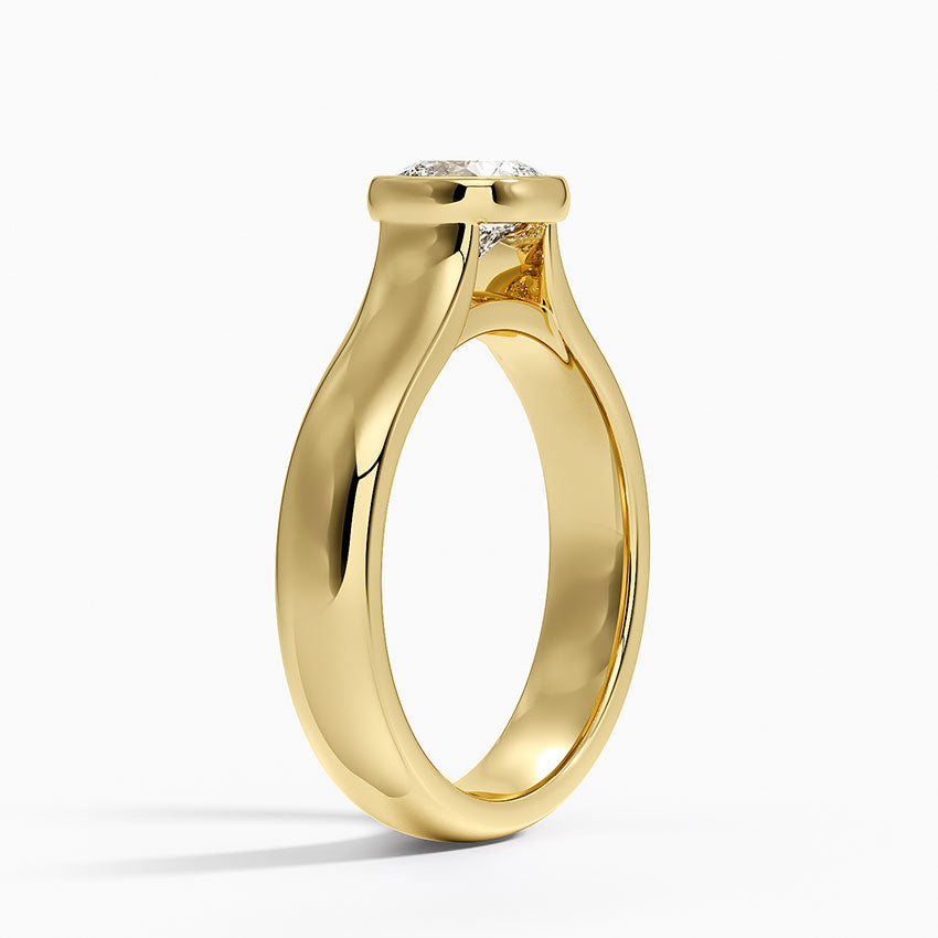 Luna 4mm Bezel Ring Yellow Gold 18k Cushion Engagement Ring