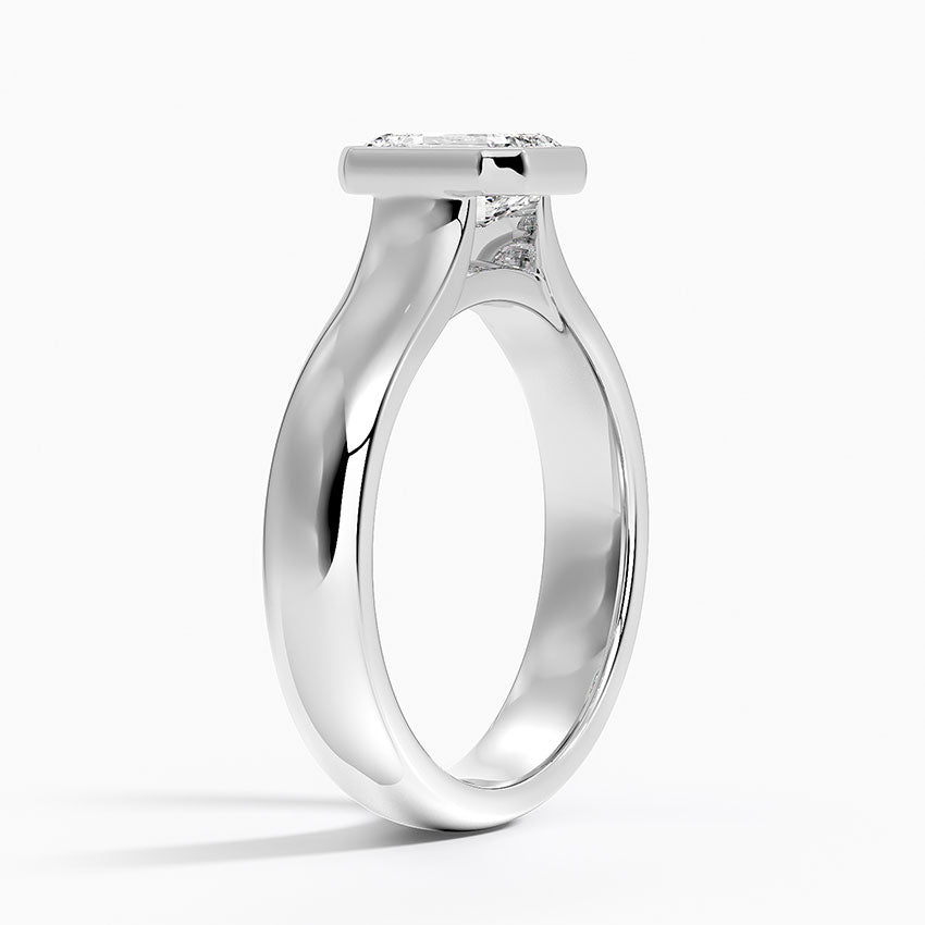 Luna 4mm Bezel Ring Platinum Emerald Engagement Ring