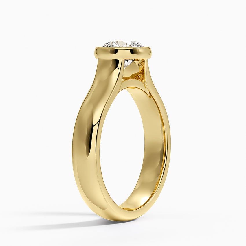 Luna 4mm Bezel Ring Yellow Gold 18k Round Engagement Ring