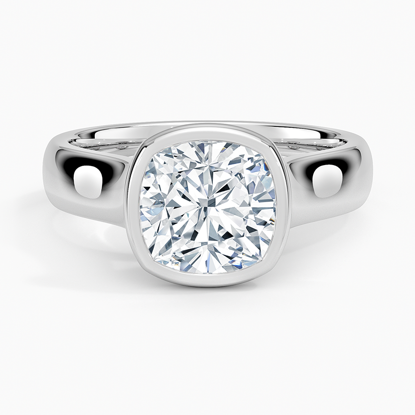 Luna 4mm Bezel Ring Platinum Cushion Engagement Ring