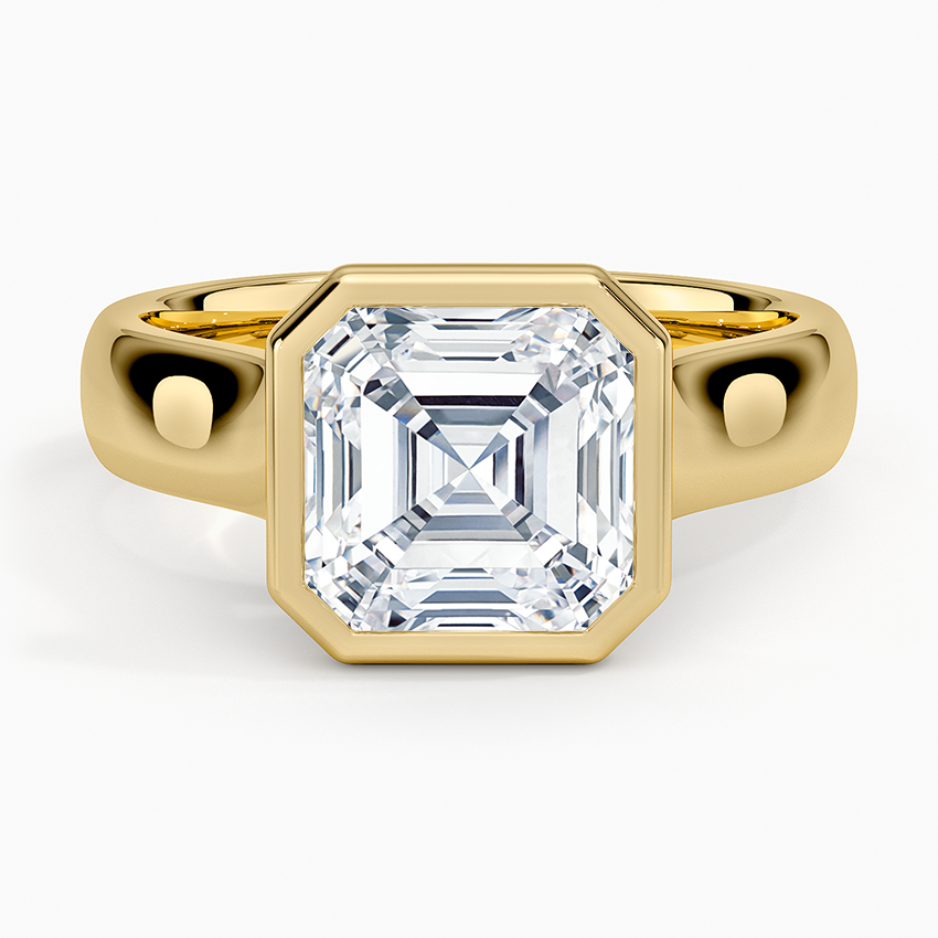 Luna 4mm Bezel Ring Yellow Gold 18k Asscher Engagement Ring