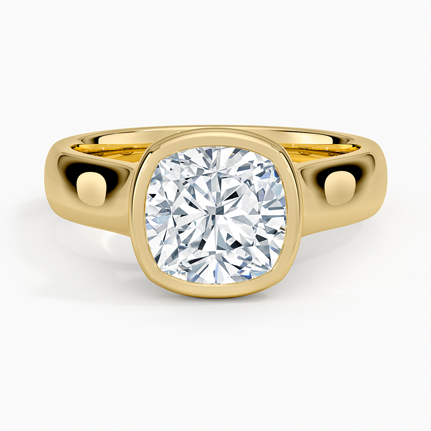 Luna 4mm Bezel Ring Yellow Gold 18k Cushion Engagement Ring