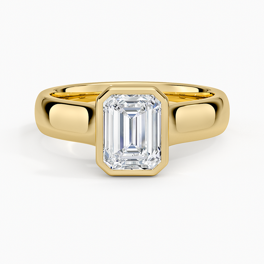 Luna 4mm Bezel Ring Yellow Gold 18k Emerald Engagement Ring