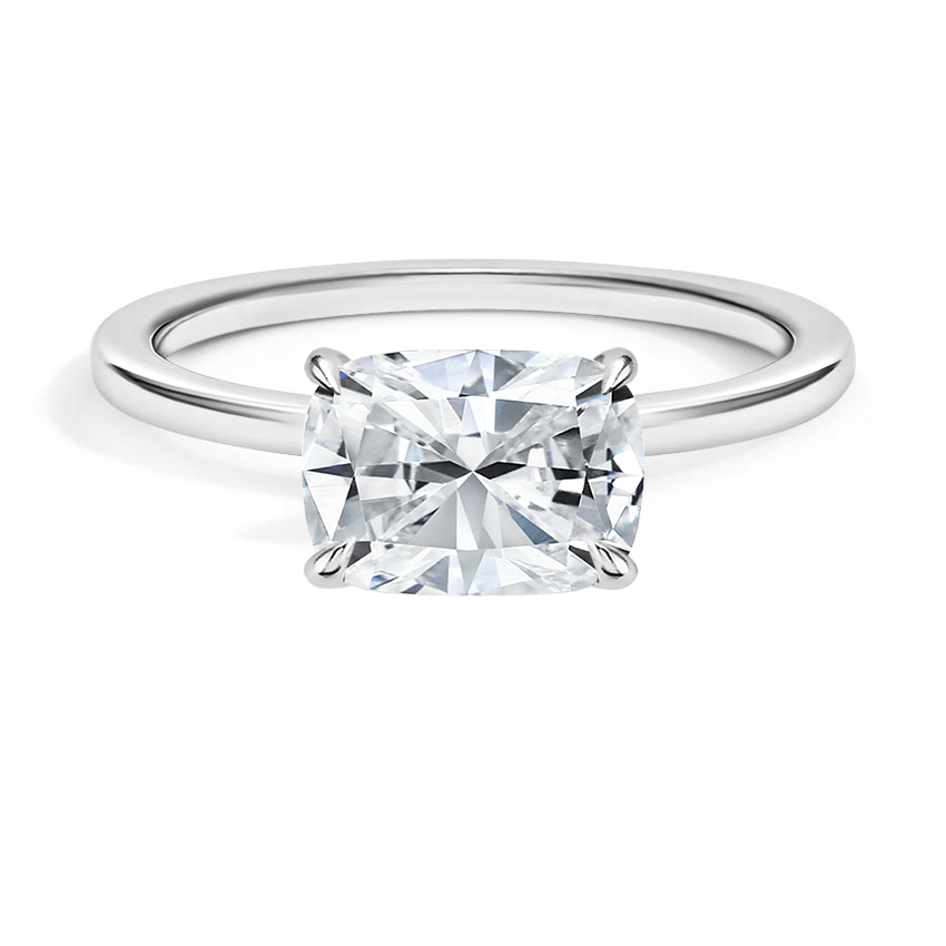 East-West Solitaire Engagement Ring 18K White Gold CU